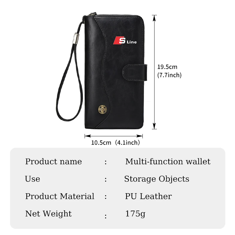 Car Leather Driver ID Card Business Gift Zipper Wallets For Audi A1 A3 A4 B6 B8 B9 A3 A5 A6 A7 A8 Q2 Q7 Q3 Q5 R8 TT