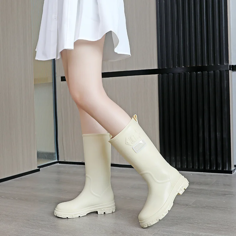 High Rain Boots for Women Fashion Waterproof Work Garden Galoshes Female Rain Shoes Outdoor Fishing Work Water Boots Wellies