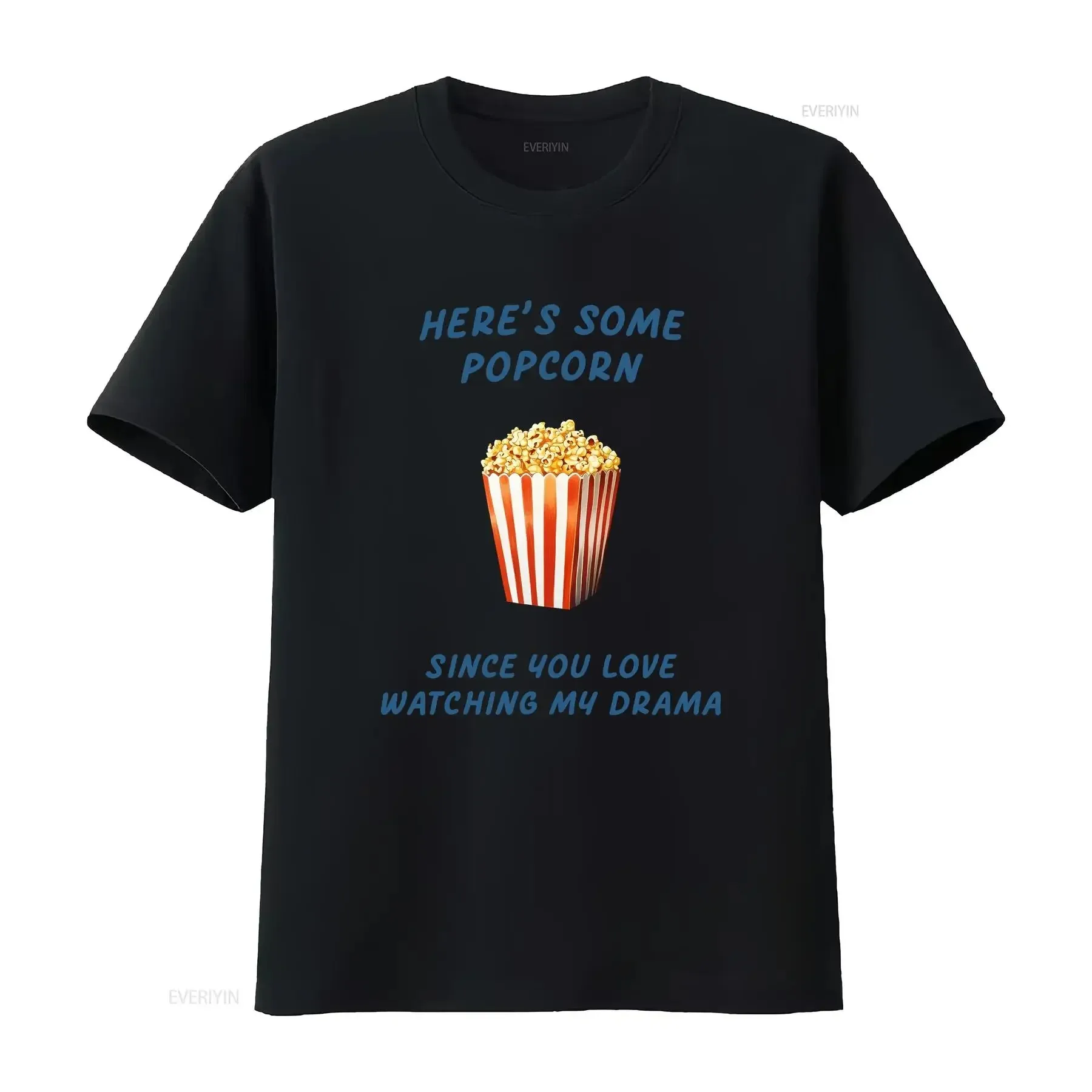

Here's Some Popcorn T Shirt Funny Drama Retro Gender Neutral Cotton vintage Washed designer clothes Breathable homme Soft