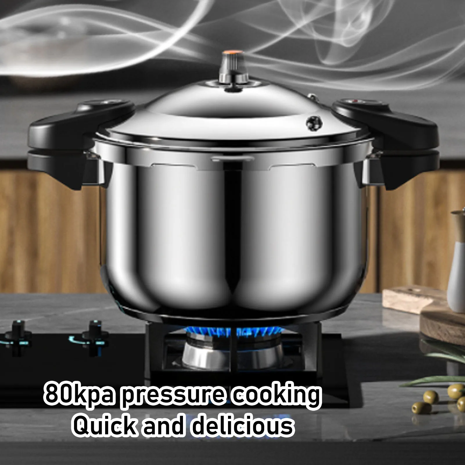 

Dual Handle Pressure Cooker 80kpa Pressure Canner Stainless Steel Large Capacity Instant Kitchen Cookware for Gas Electric Stove