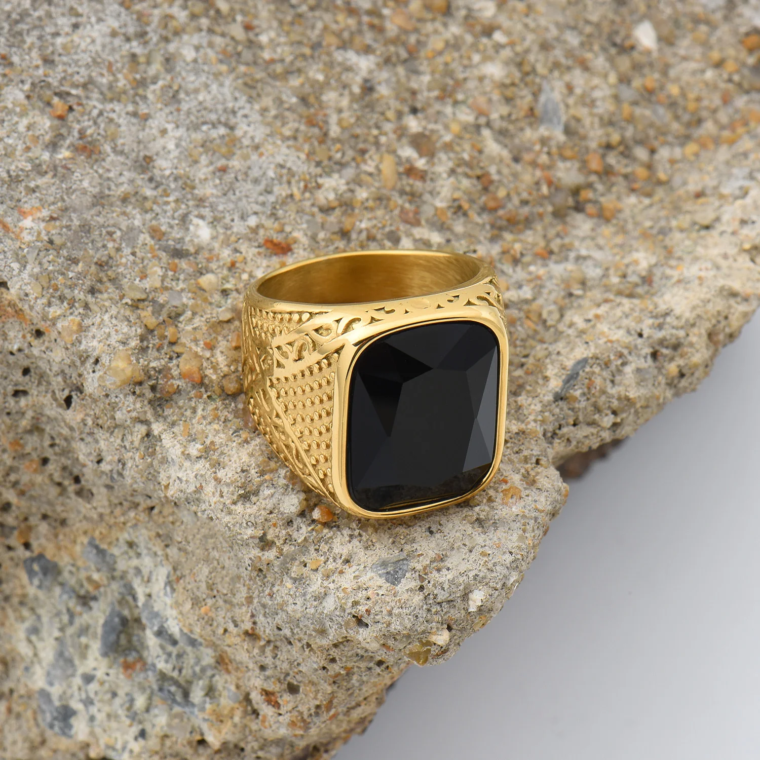 Men's High Quality Vintage Stainless Steel Gemstone Styles Ring Jewelry - Image 4