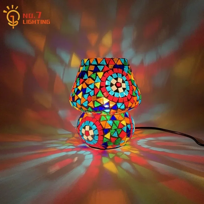 

Turkish Design Mosaic Mushroom Table Lamp LED G9 Handmade Decorative Desk Lights Coffee Bedroom Living Room Restaurant Hotel Bar