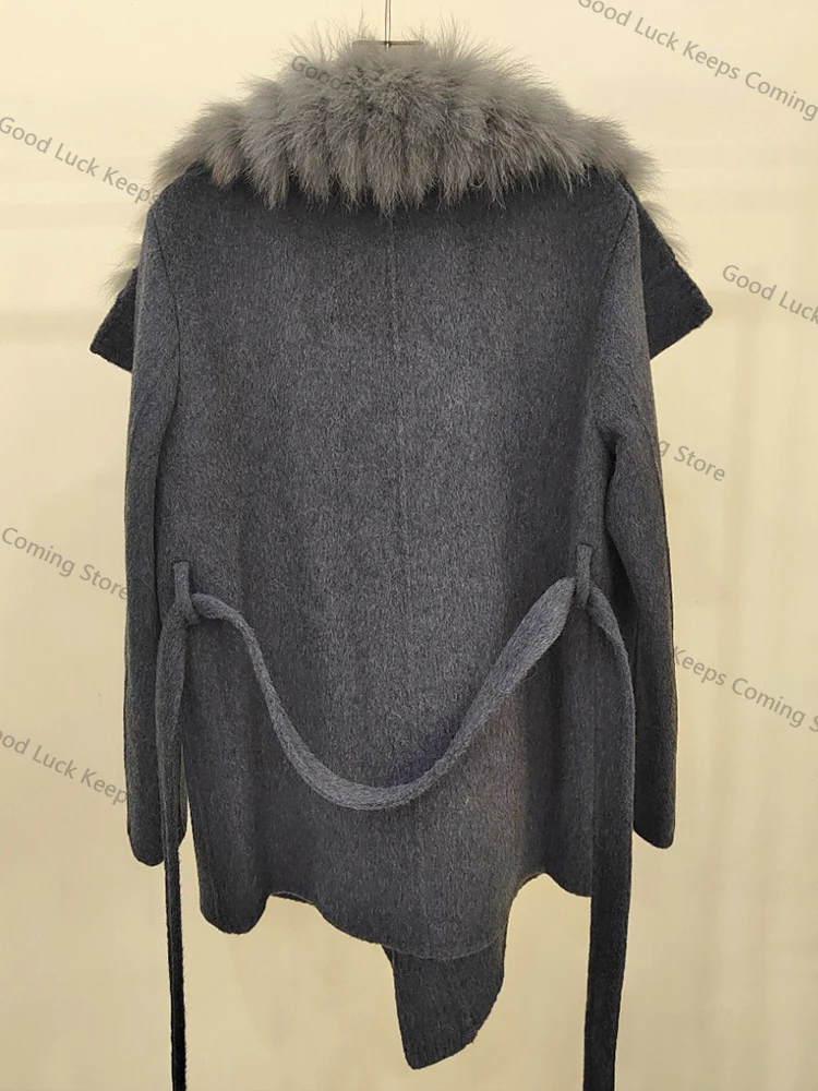 2025 automne hiver réel manteau de fourrure de renard dames vêtements d'extérieur femmes femme cachemire fourrure naturelle laine veste laine veste de luxe