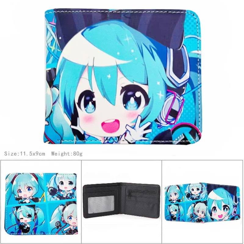 Anime Hatsune Miku PU Leather Wallets Kawaii Short Purse Wallet Photo Card Holder Cartoon Virtual Singer Manga Coin Purse Gifts