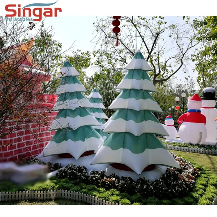 Lifelike inflatable christmas pine tree with snow