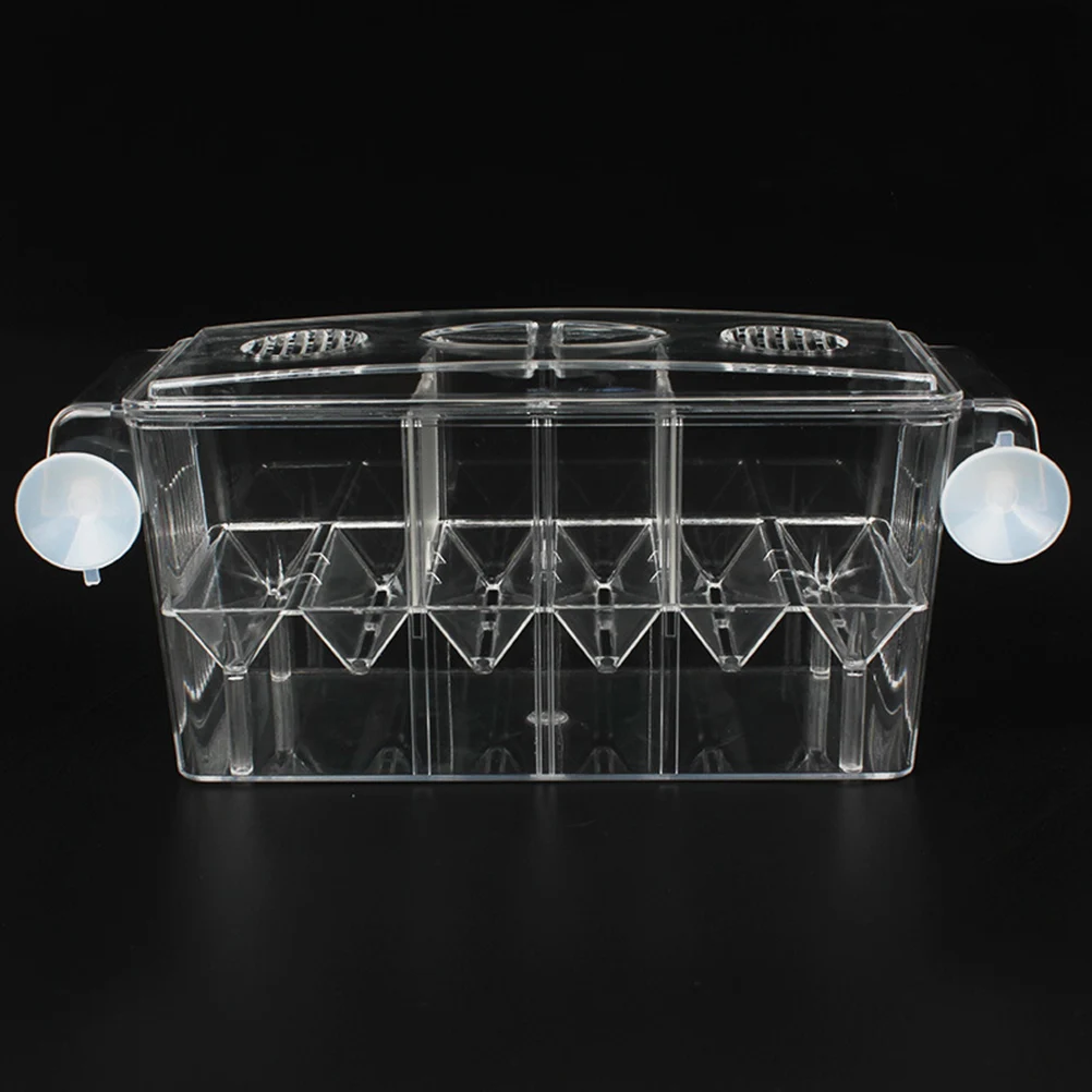 

1pcs Adjustable Height Transparent Acrylic Suction Cup 3 Isolated Rooms Aquarium Incubator Box Hatching Fish Eggs Fry Protection