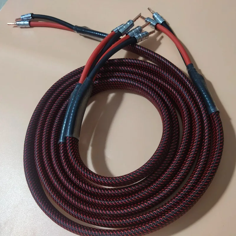 1 Pair Hi-end Van Den Hul Speaker Cable Silver Plated HiFi Audio Line Red Copper Banana Plug