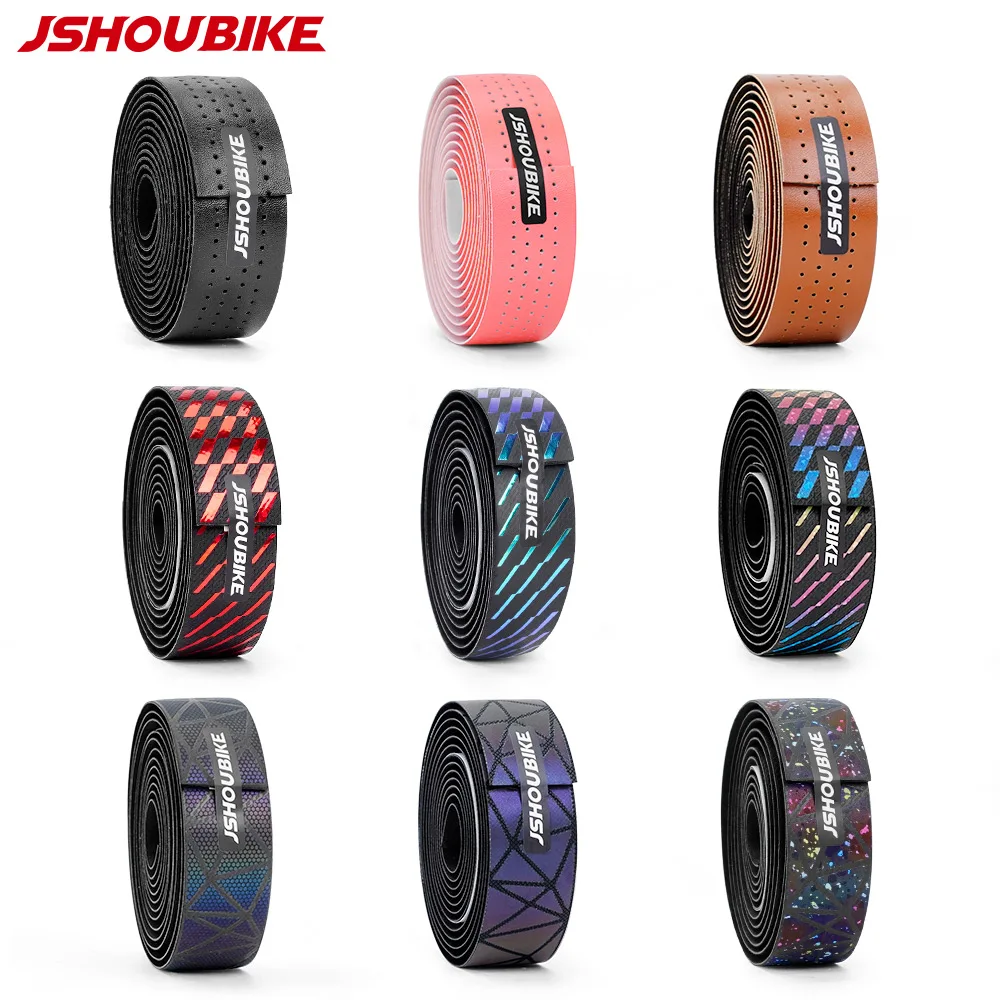 JSHOU BIKE Handlebar Tapes PU Cycling Handle Wraps Strap Bicycle Bar Tape Anti Slip MTB Road Bike Handle Belt Bike Accessories