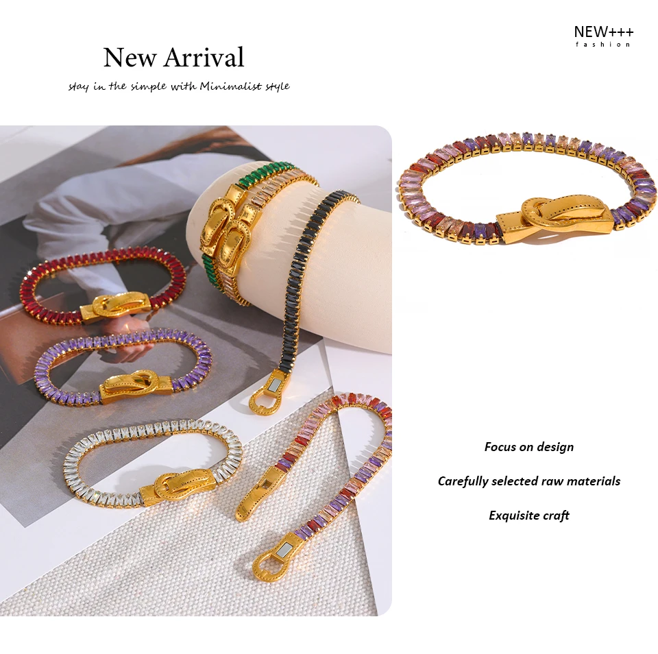 Yhpup Luxus Bunte Zirkonia Edelstahl Gürtelschnalle Armband Armreif Bling Stilvoller Einzigartiger Wasserdichter Modeschmuck – Detail 14