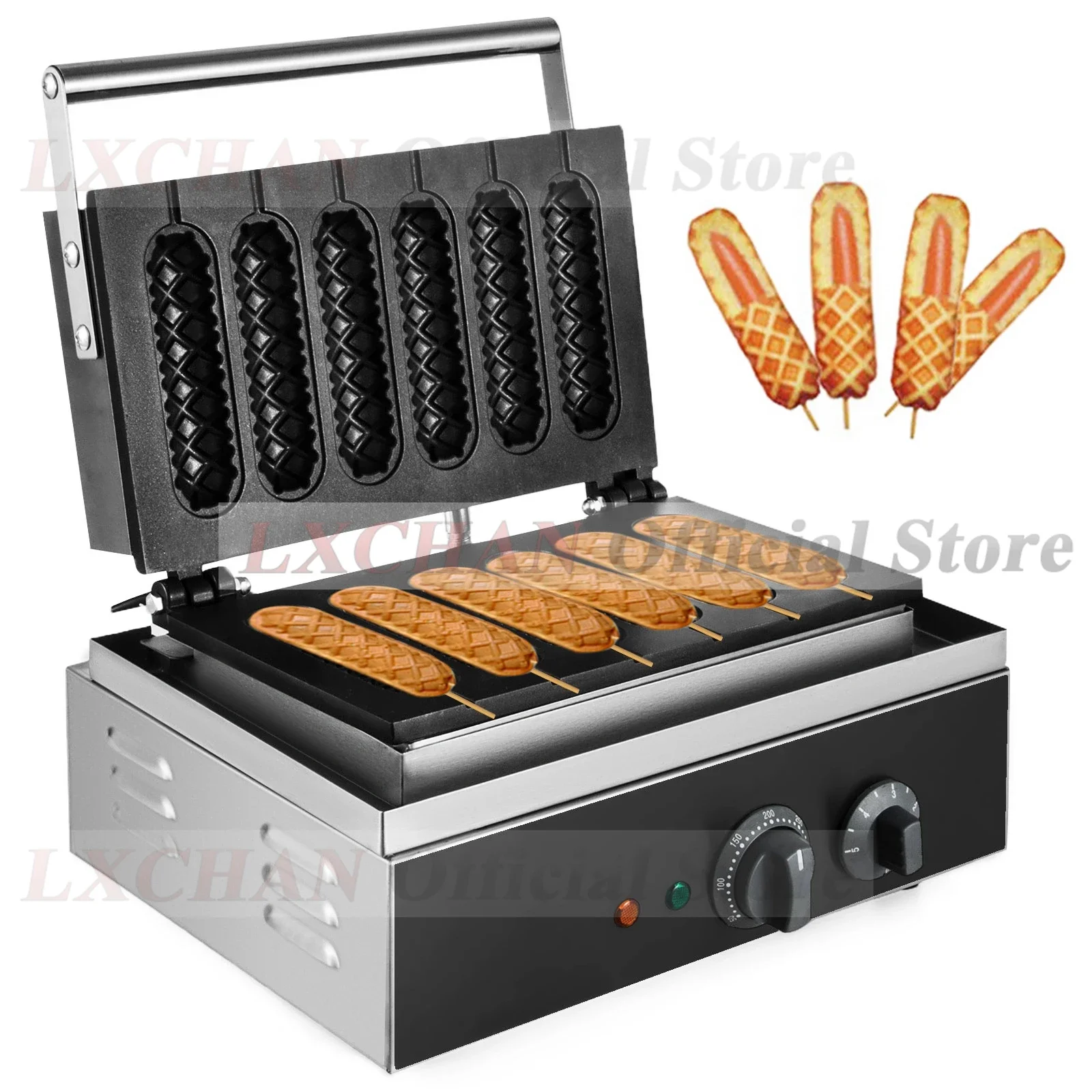 

HomeWise 6PCS Electric Waffle Sausage Maker Non-Stick Lolly Stick Muffin Crispy French Corn Hot Dog Machine Kitchen Home