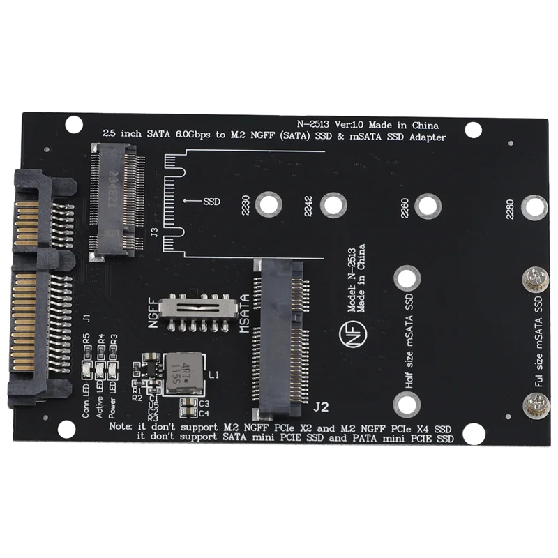 A13E-M.2 NGFF MSATA SSD a 2,5 pulgadas SATA 3,0 adaptador 2 en 1 tarjeta convertidora para PC portátil