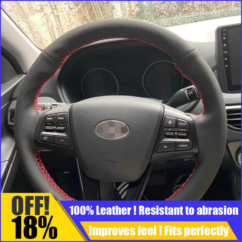 

Leather Car Steering Wheel Cover Fit For Hyundai ix25 2014 -2018 Creta 2016 Elantra 2017 ix35 2018 Diy Auto Car Accessories