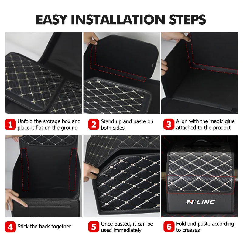 For Hyundai Car Trunk Storage Box Large Capacity Organizer Bag Tool Accessories Sonata i30 i20 Tucson Elantra Kona N Line view 6