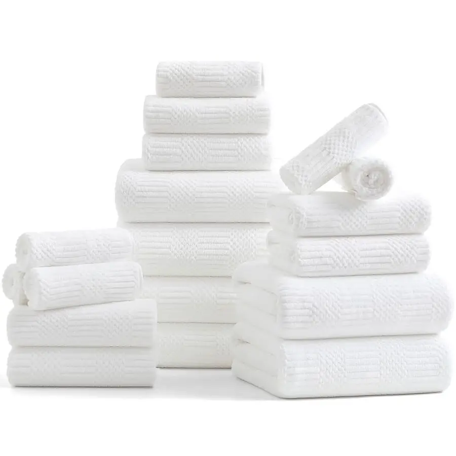 

Набор белых тканых семейных полотенец, 6 банных простыней, 6 полотенец для рук, 6 мочалок, мягкие полиэстеровые полотенца, впитывающее полотенце для душа Quick Dr