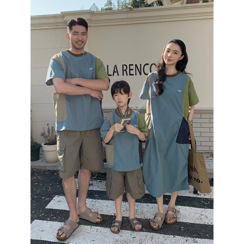 

Summer Trendy Family Matching Contrast Color Quick Dry Tee Mom Daughter Stylish Dress Outdoor Casual Family Look Fashion Outfits