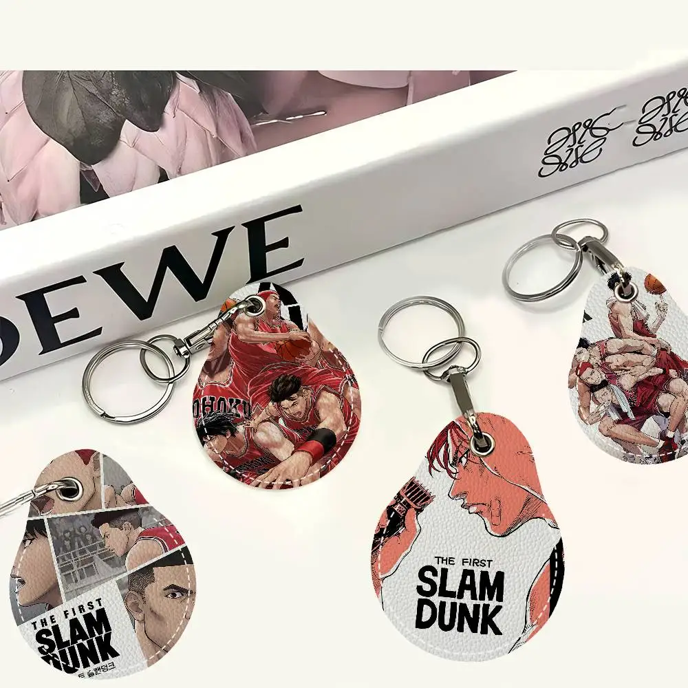 

Japanese Manga S-Slam D-Dunk Men And Womenn Universal Antirust Keychain PU Learther Access Card Holder Drop Key Tag Ring