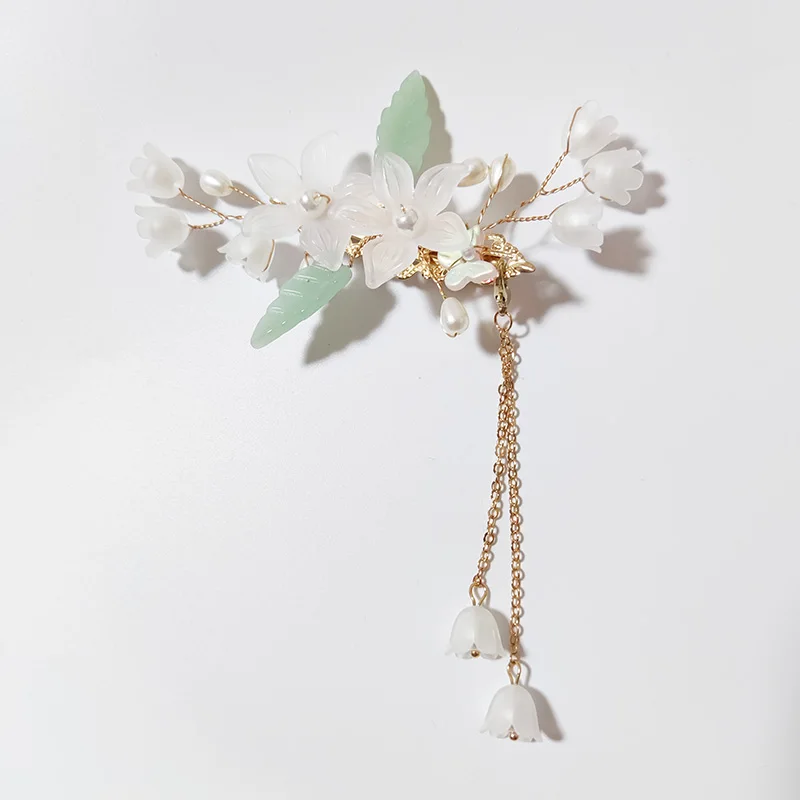 

Заколки для волос ручной работы с белым цветком, элегантные свадебные украшения для волос, свадебный головной убор, заколки для волос с цветочным принтом, женские головные уборы с жемчугом