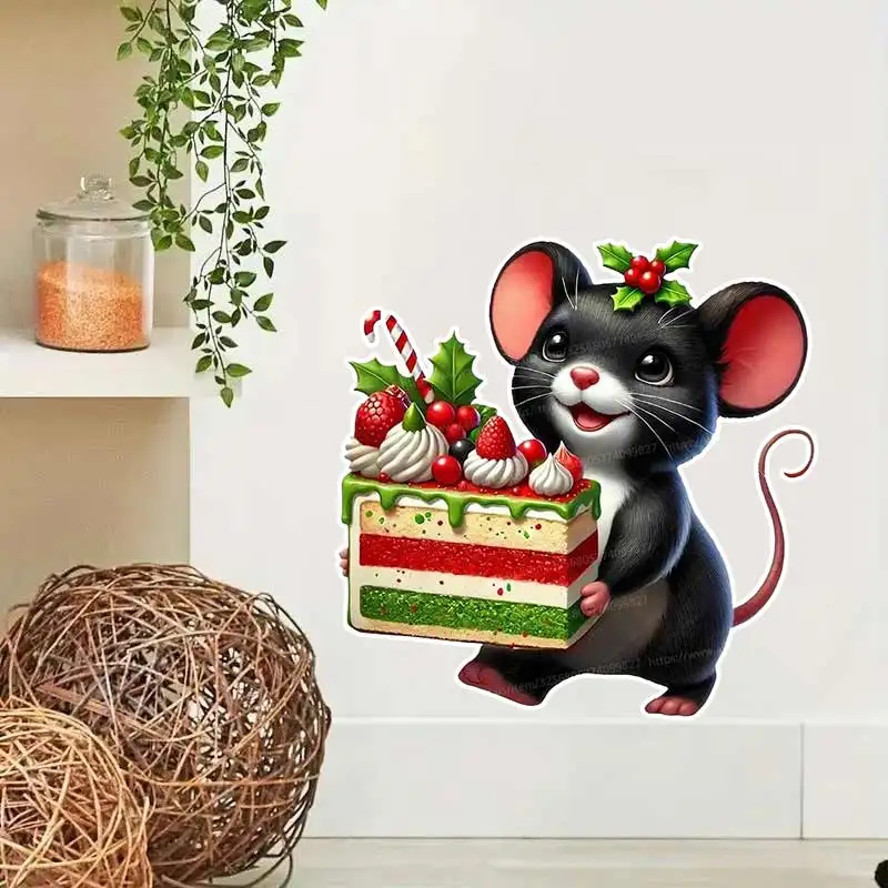 Festive Mouse Wall Sticker Bedroom Entrance Living Room Porch Home Decora Waterproof Celebration Art Decals Stickers M1454