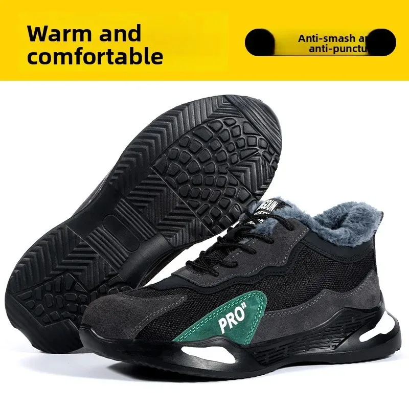 

Зимняя обувь по страхованию труда. Устойчивая к ударам и проколам. Износостойкая флисовая рабочая мужская защитная обувь.