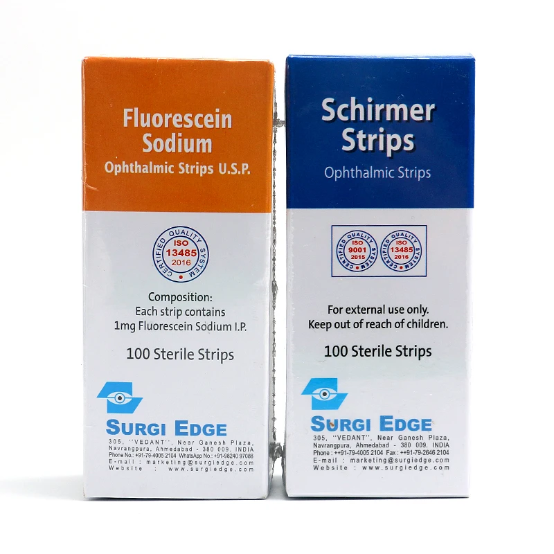 Tear secretion test strips Sodium fluorescein test strips Artificial tear test filter strips Ophthalmic test strips