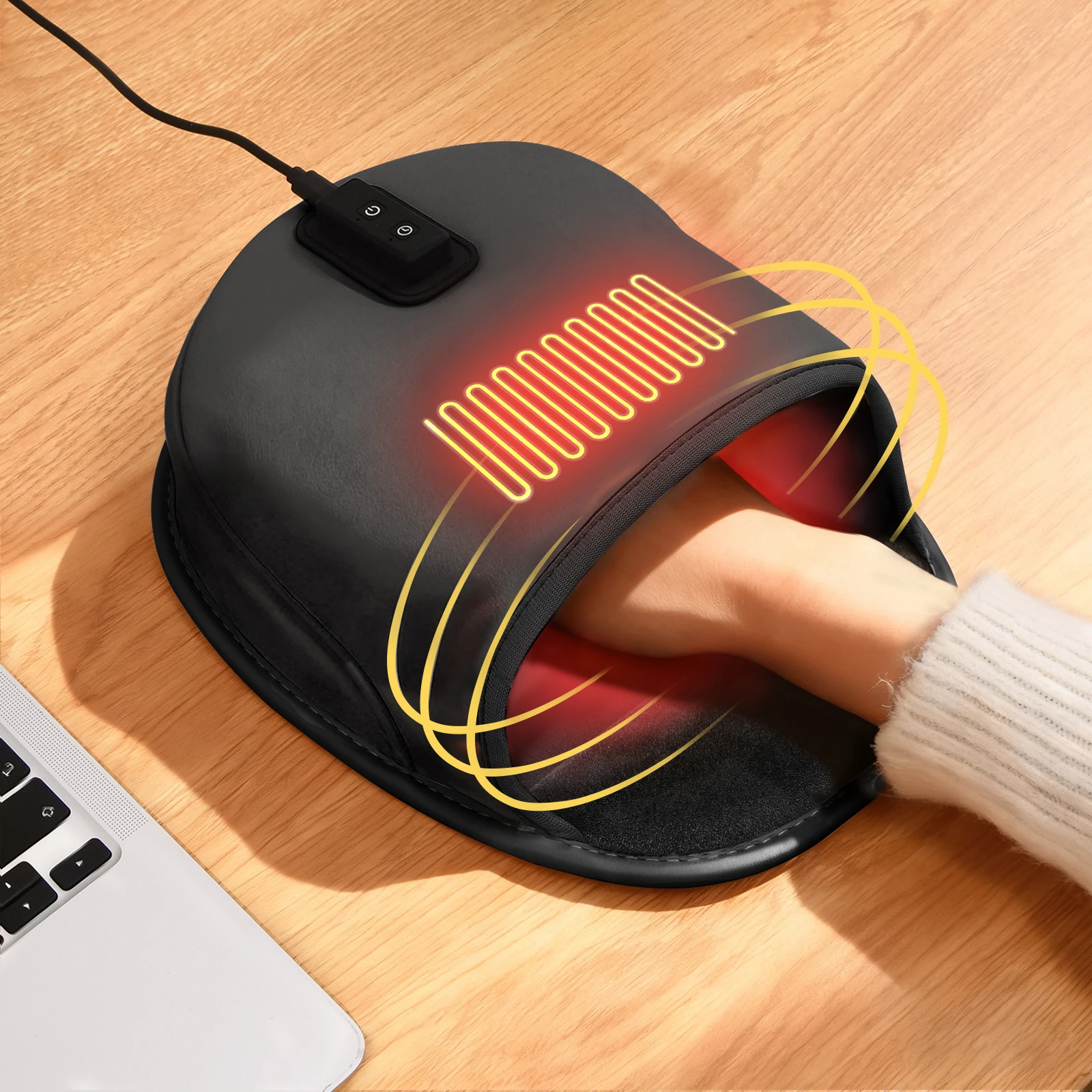 Eary 5V 2A USB Heated Mouse Pad Hand Warmer 3 Settings Temperatures 3 Timer Adjustable Winter Great Gifts for PC Users Men Women