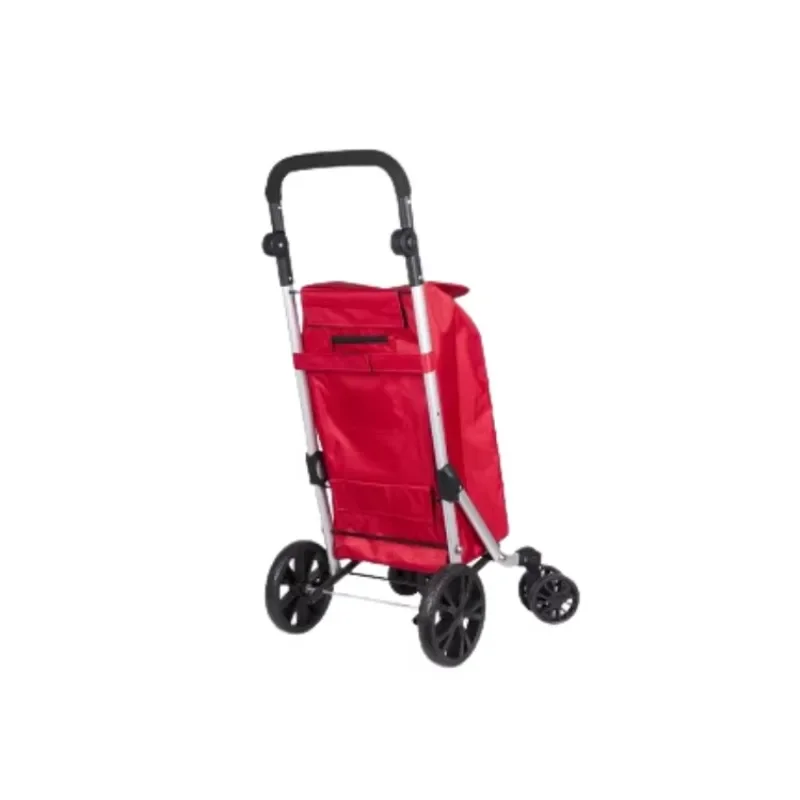 Folding shopping trolley for supermarket grocery shopping cart with six wheels