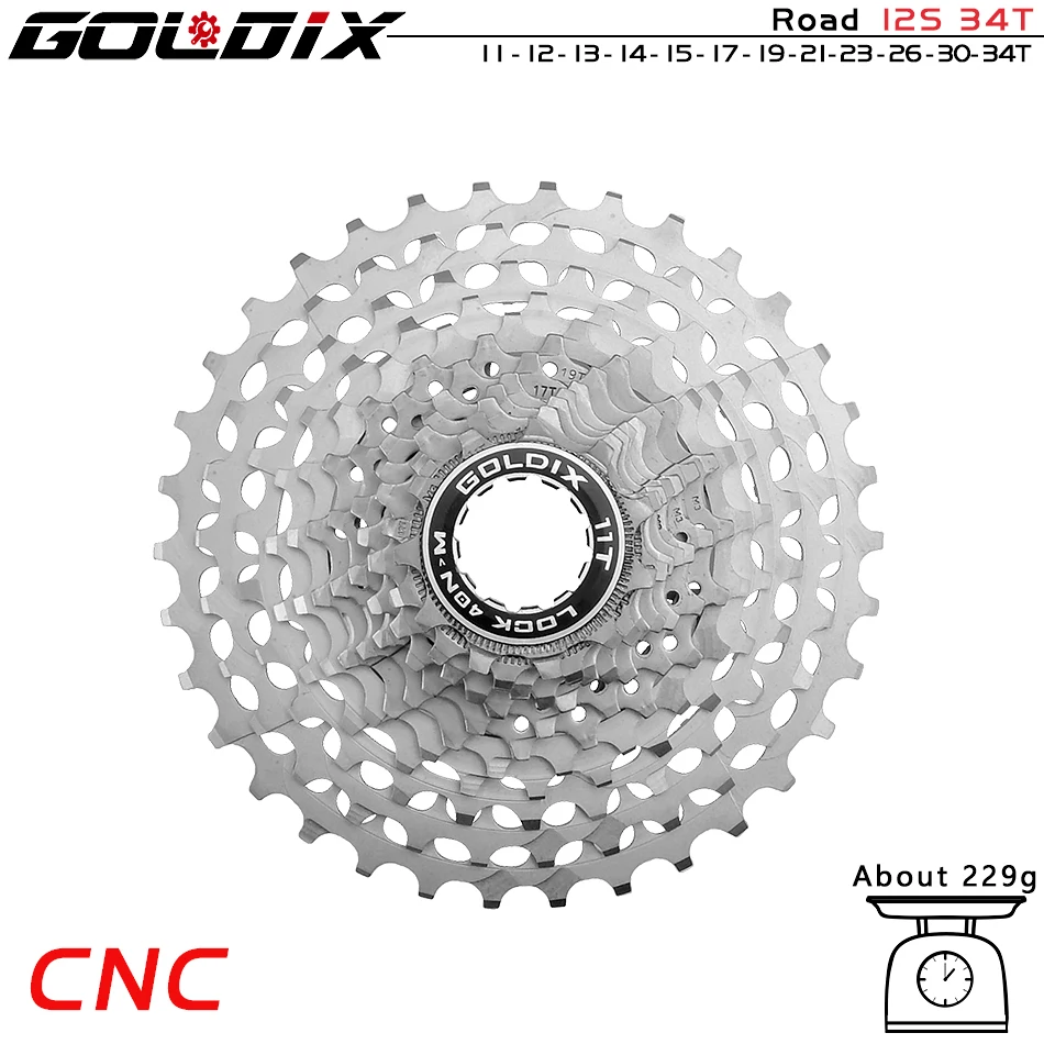GOLDIX Ultraleichte Rennkassette 11S/12Gang Fahrradfreilauf 28T/32T/34T36T CNC Hollow Out Schwungrad HyperGlide System