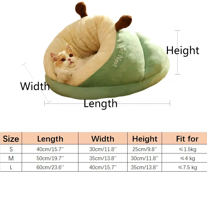 Winter Warm Pet Cat Bed Soft Cozy Cat Cave Bed Warm Cat House Nest Puppy Bed for Small Dogs Cats Cat Sleep Bag Pet Supplies