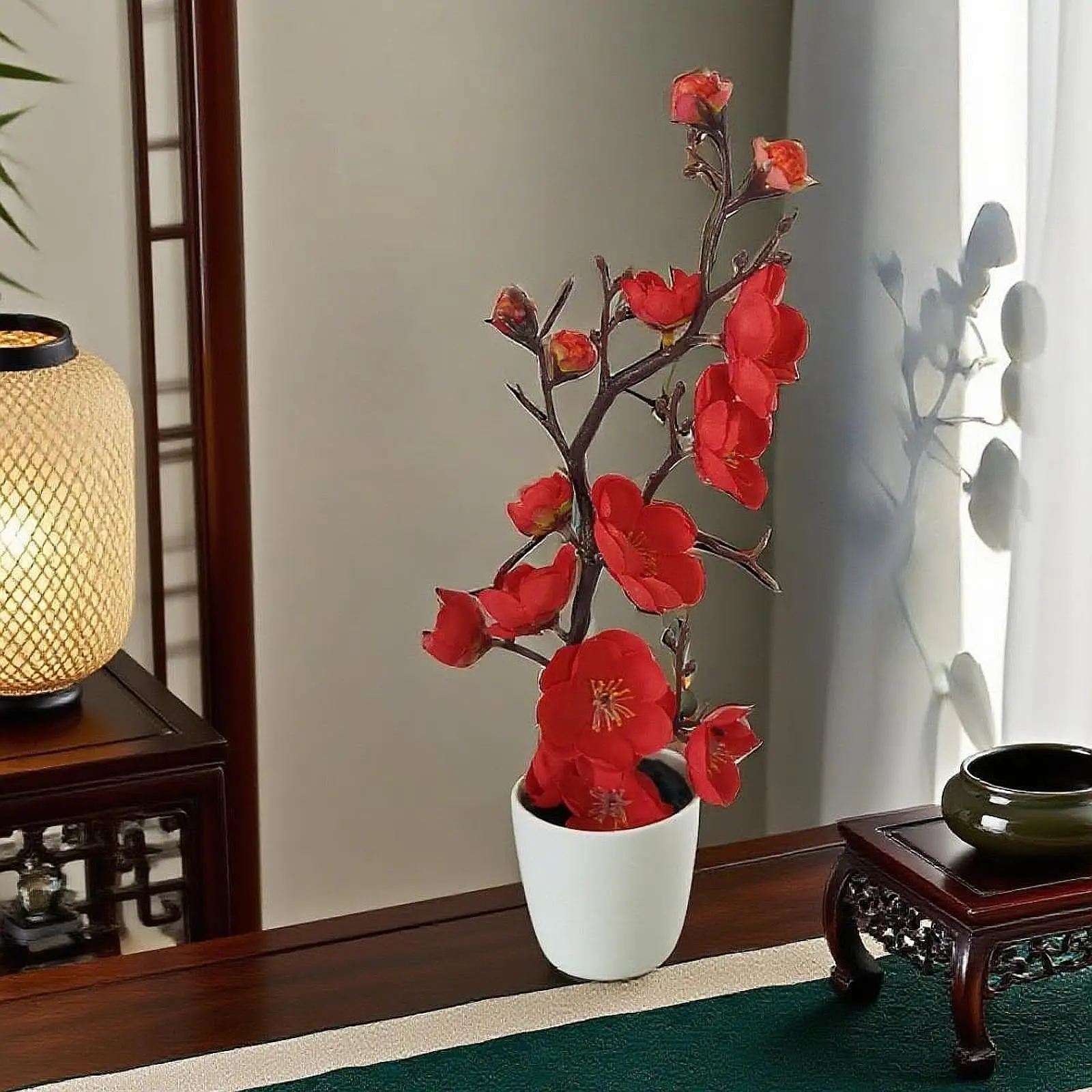 Arrangement with Vase Decorative Artificial Flowers Large Home Decoration Faux Plant Centerpiece for Modern Room