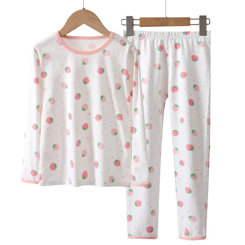 Children's Lycra Cotton Autumn Clothes and Pants Set, New Style for Boys and Girls, Middle and Large Children's Underwear Set, A