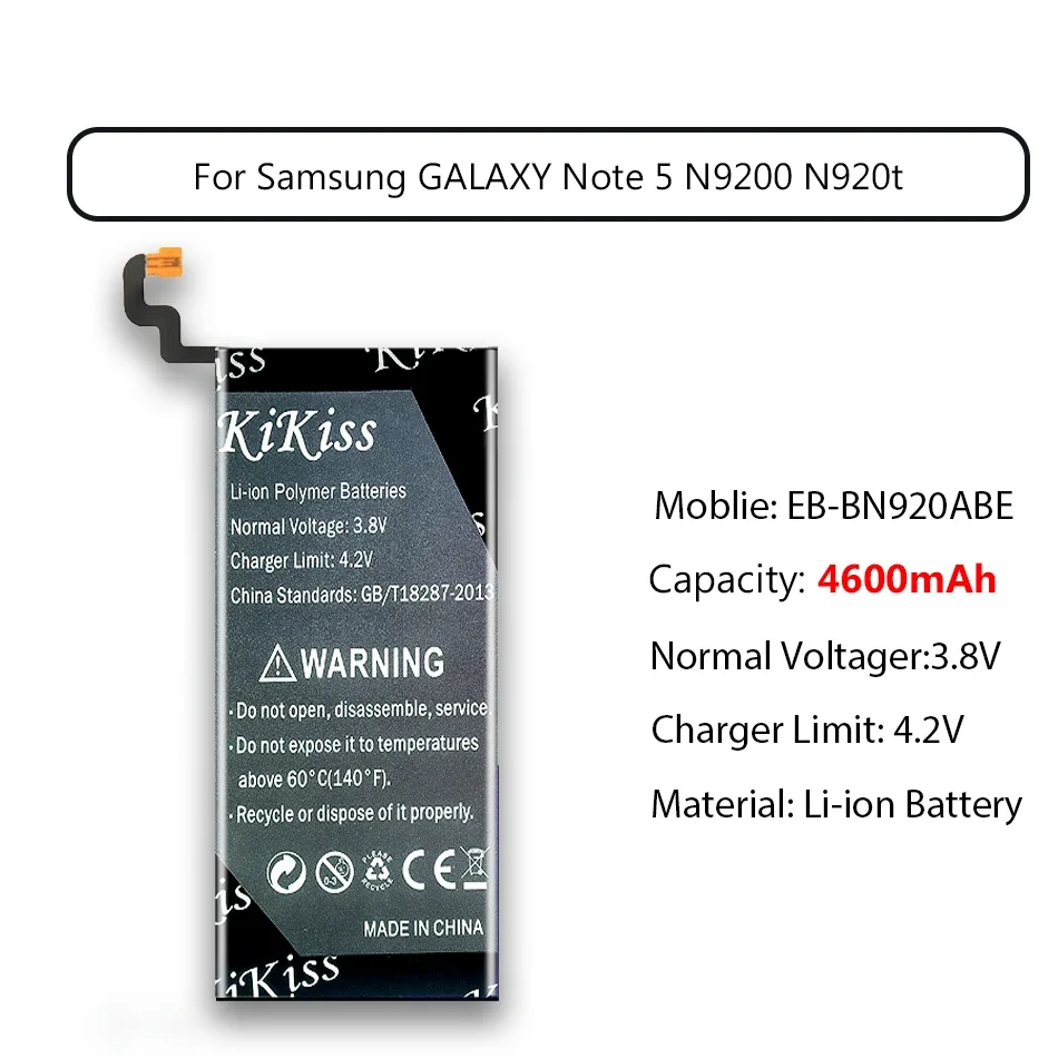 4600mAh Battery EB-BN920ABE for SAMSUNG GALAXY NOTE 5 Note5 SM-N920A/N920C/N920F/N920G/DS/N920I/N920T/N9200/N9208/N920CD SM-N920