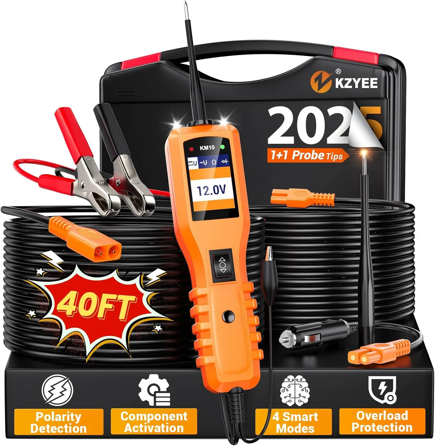 

12V/24V Automotive Circuit Tester Kit with Digital Multimeter, Short Finder & 40FT Cable for Quick Electrical Diagnostics