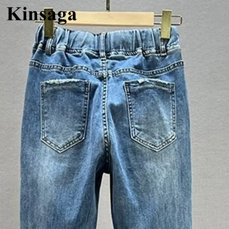 90s cintura elástica amarrada ruched hallen jeans feminino americano rua carta impressão revers lago demin calças cor bloqueando vaqueros