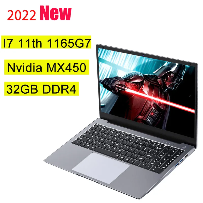 Игровой ноутбук 6-дюймовый Core I7 1165G7 11-го поколения, игровой ноутбук Geforce MX450 32 ГБ/16 ГБ DDR4 ОЗУ 1 ТБ SSD металлический ноутбук Windows 10