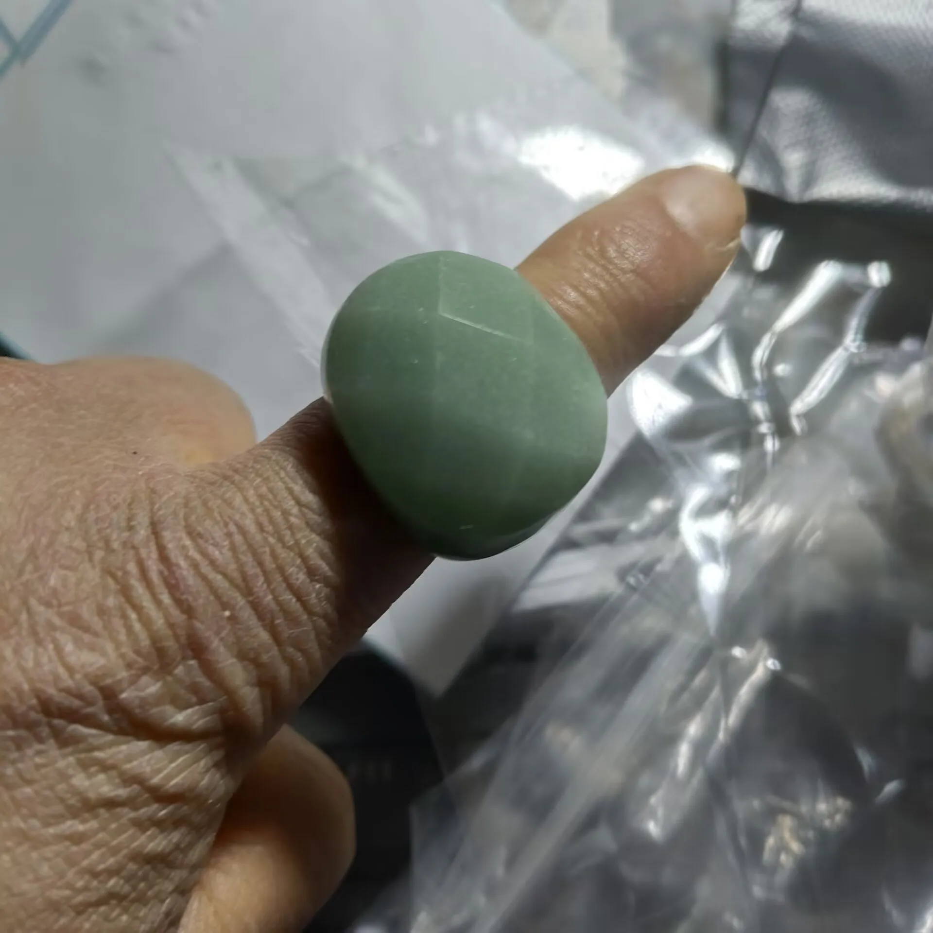 1PC Men\'s Nature Green Aventurine Ring Faceted Surface Fashion Jewelry Size 20MM/21MM for Party Wear