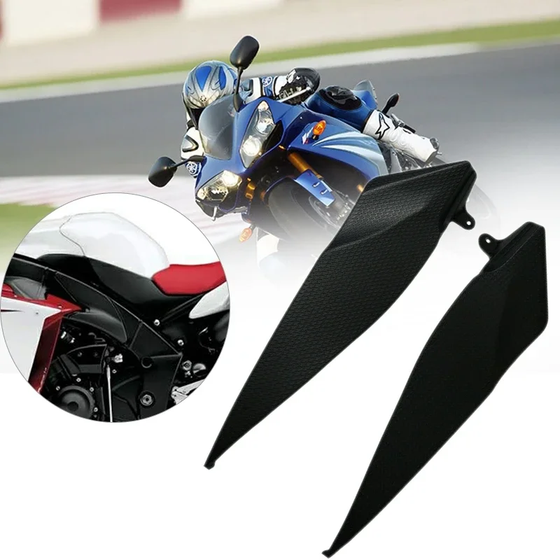 B-M Motorcycle Black Gas Tank Side Cover Panel Fairing Trim Cowl For Yamaha YZF R1 2007 2008 YZF-R1 YZFR1