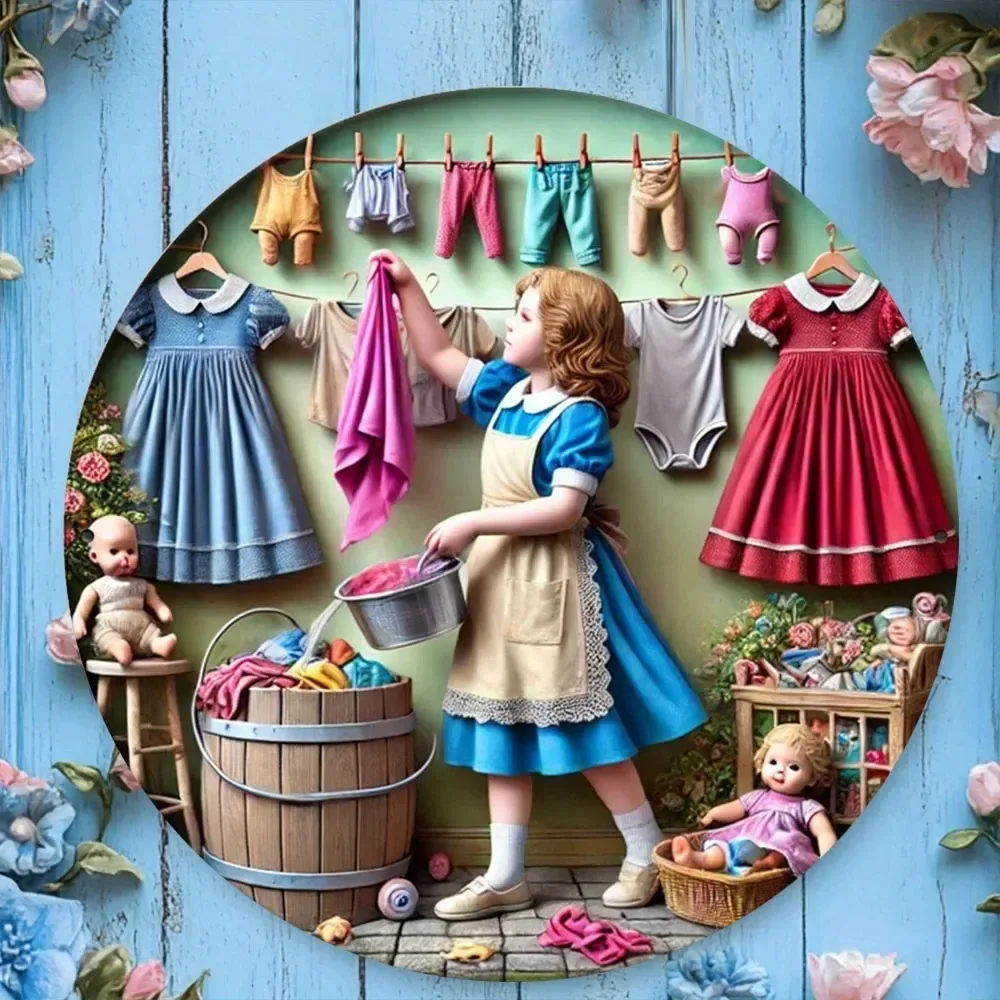 

Retro Girl Doll Price Check Aluminum Sign – Metal Wall Art for Laundry Room Organization | Vintage Decor with Practical Flair