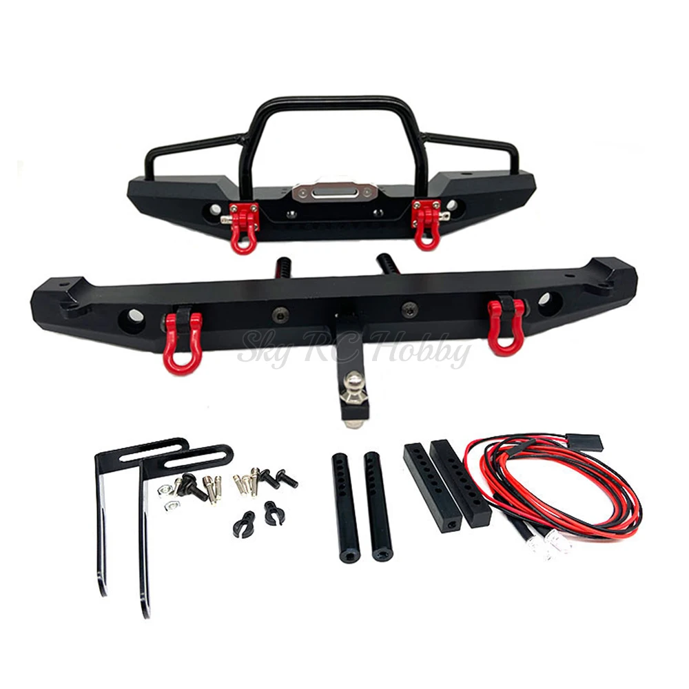 

RC Rock Car Metal Front / Rear Bumper with Led Light for 1:10 1/10 Axial SCX10 90046 90047 Traxxas TRX-4 RC Crawler