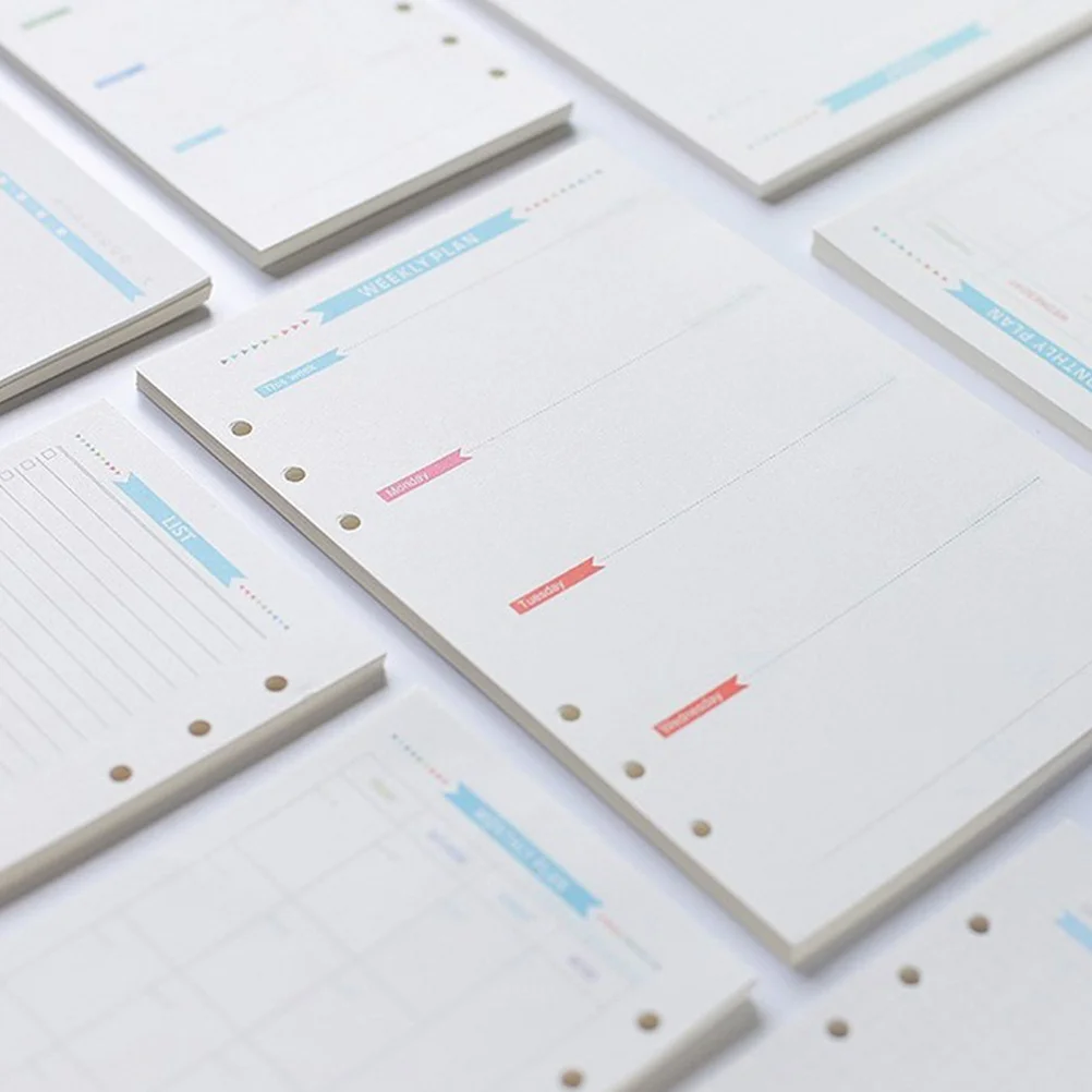 1 set A6 Loose Leaf Refill Paper For 6-Ring Binder Planner Monthly Weekly Daily To-Do List Filler Sheets Notebook Replacement