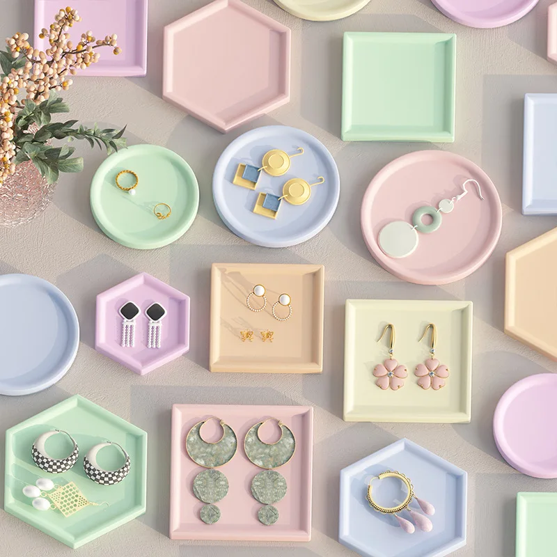 Geometry Shape Plaster Tray Silicone Molds Round Square Hexagonal Cup Mat Epoxy Resin Mold Flower Pot Base Mold Home Decoration