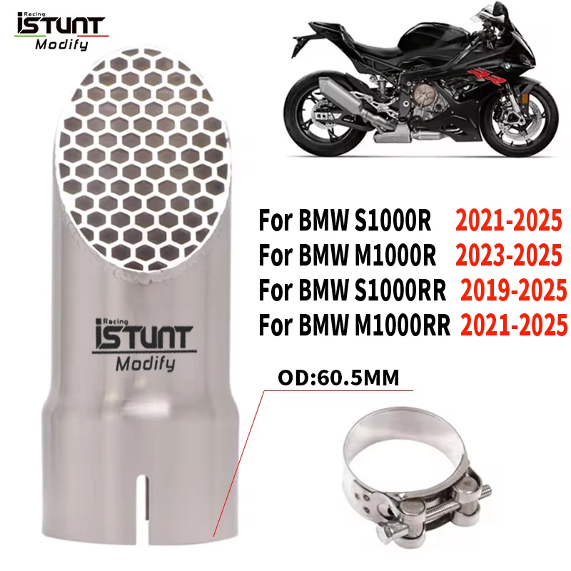 60.5MM Muffler SLip On For BMW S1000 R S1000 RR M1000 R M1000 RR 2019 - 2025 Motorcycle Exhaust Muffler Middle Connection Tube