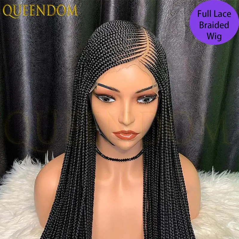 

36-дюймовый парик богини с боковой частью для чернокожих женщин, синтетические двойные кружевные плетеные парики с детскими волосами, искусственные локоны, стиль корнвоу