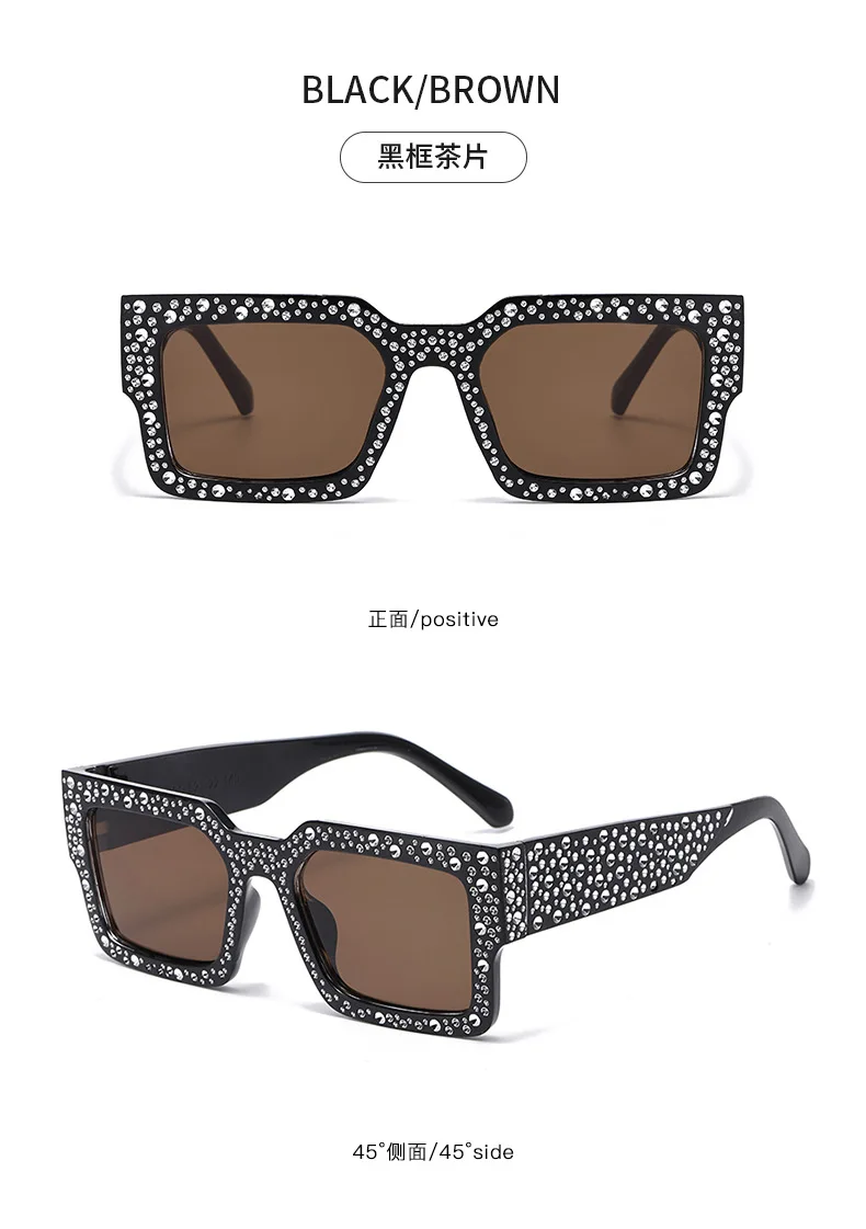 Retro Großen Rahmen Frauen Quadratische Sonnenbrille Schwarz Rechteck Coole Männer Sonnenbrille Einteilige Designer Sonnenbrille für Weiblich Männlich – Detail 15