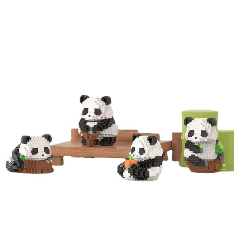 Panda simulação building block para crianças e adultos, quebra-cabeça educacional, kit de brinquedo, best-seller