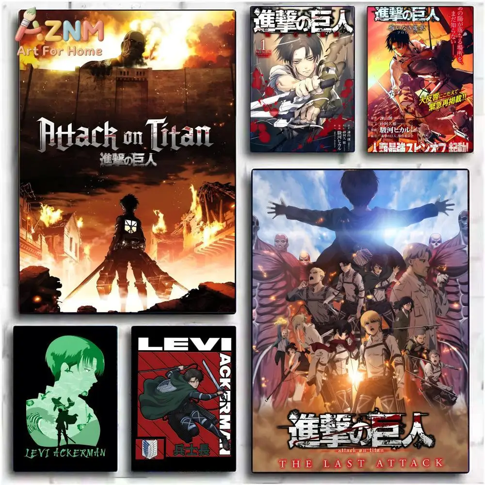 AZNM Attack on Titan Anime Canvas Wall Art, impresión de Levi Ackerman, póster decorativo para el hogar Shingeki no Kyojin