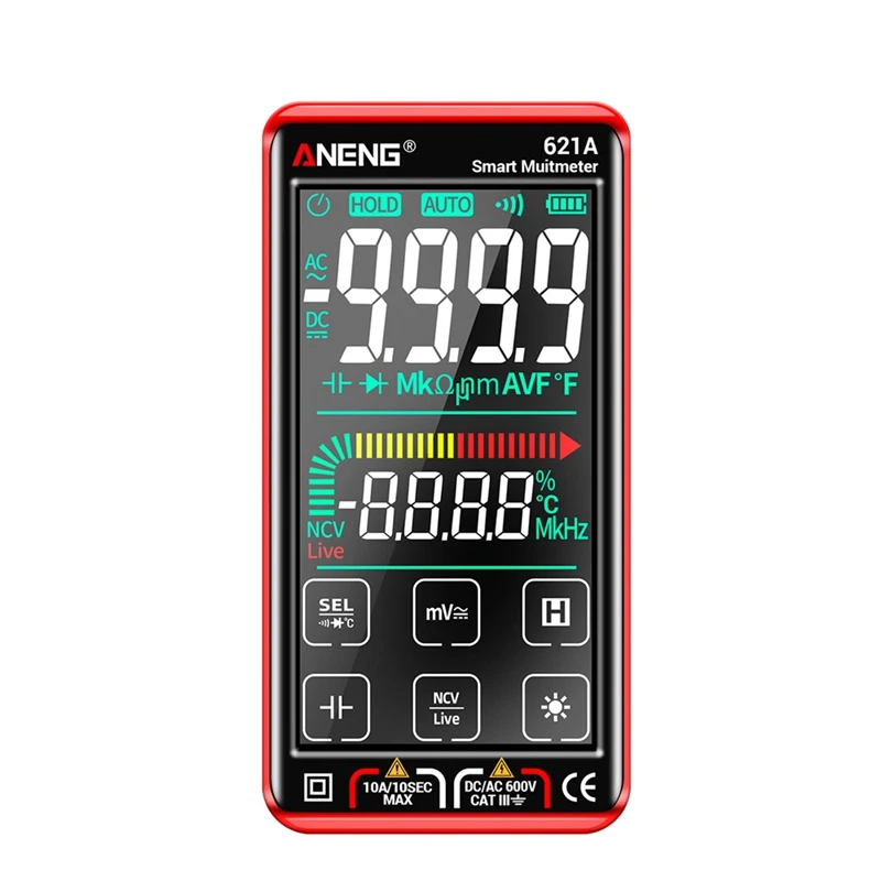 ANENG 621A Touch Screen Intelligent Digital Multimeter 9999 Counts Auto Range Rechargeable NCV Universal Meter Ammeter