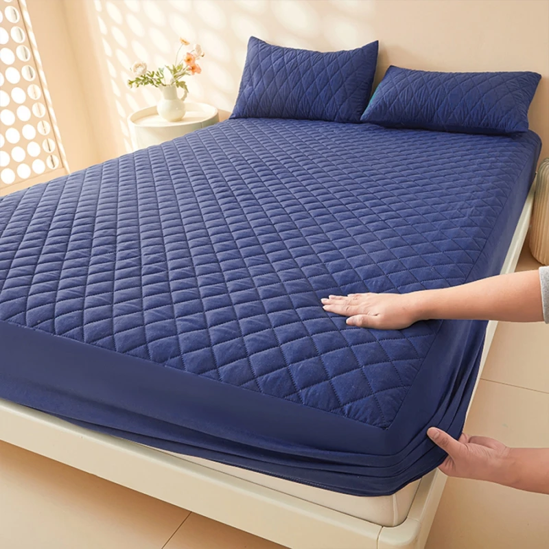 

Waterproof Mattress Protector Cover Bed Fitted Sheet Single/Double/140/150/160 Muti Size Gray/White No Pillowcases