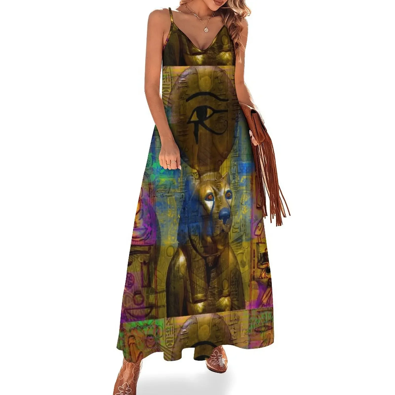 

Sekhmet Fantasy Sleeveless Dress women long dresses Casual dresses Women's evening dress Womens dresses