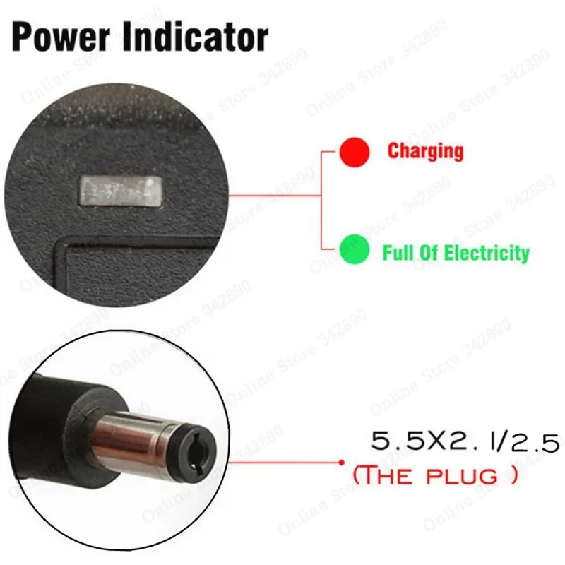 witecish 54.6 v 2a charger for 48v lithium-ion battery, suitable for ebike, scooter, hoverboard, balance bike, connector dc5521