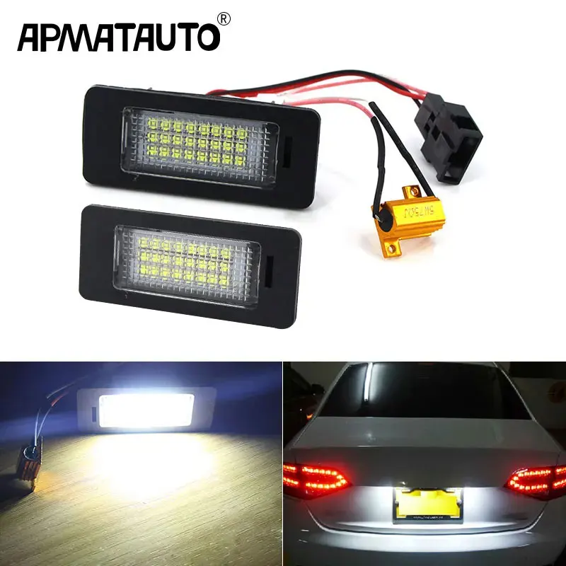 2PCS/set Canbus White LED License Plate Light for Audi A1 A3 / A4 S4 B8/ A5 S5 8T / A6 C7/4G / A7 4G / Q3 8U / Q5 8R / TT 8J